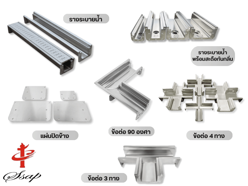 รางระบายน้ำสแตนเลส SUS304 เกรดโรงงาน